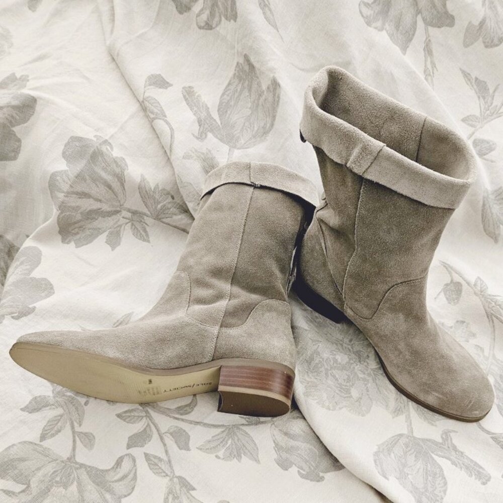 Gray Suede Sole Society Boots